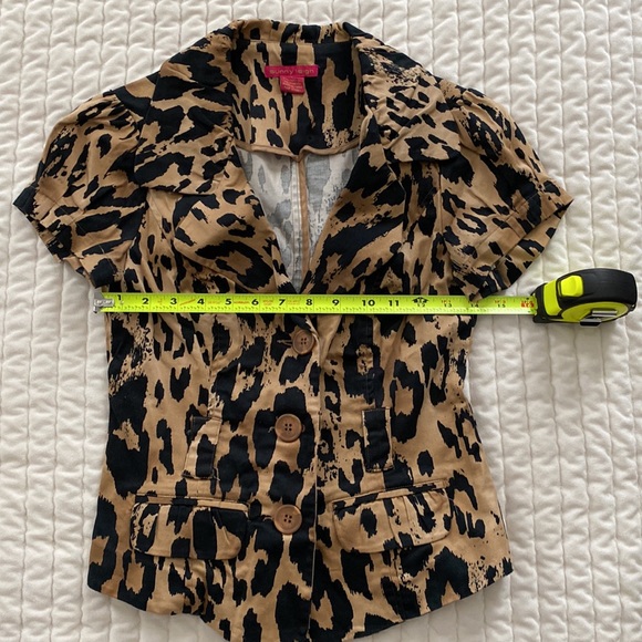 SUNNY LEIGH Animal Print Collar Short Sleeve Blazer/Blouse Size Small - Picture 9 of 10